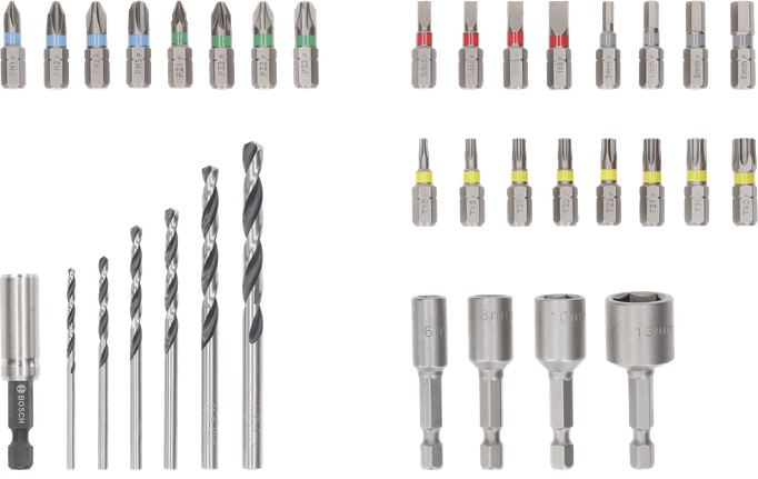 Bosch超硬螺絲起子頭和金屬 HSS 鑽頭套裝，共 35 件。.